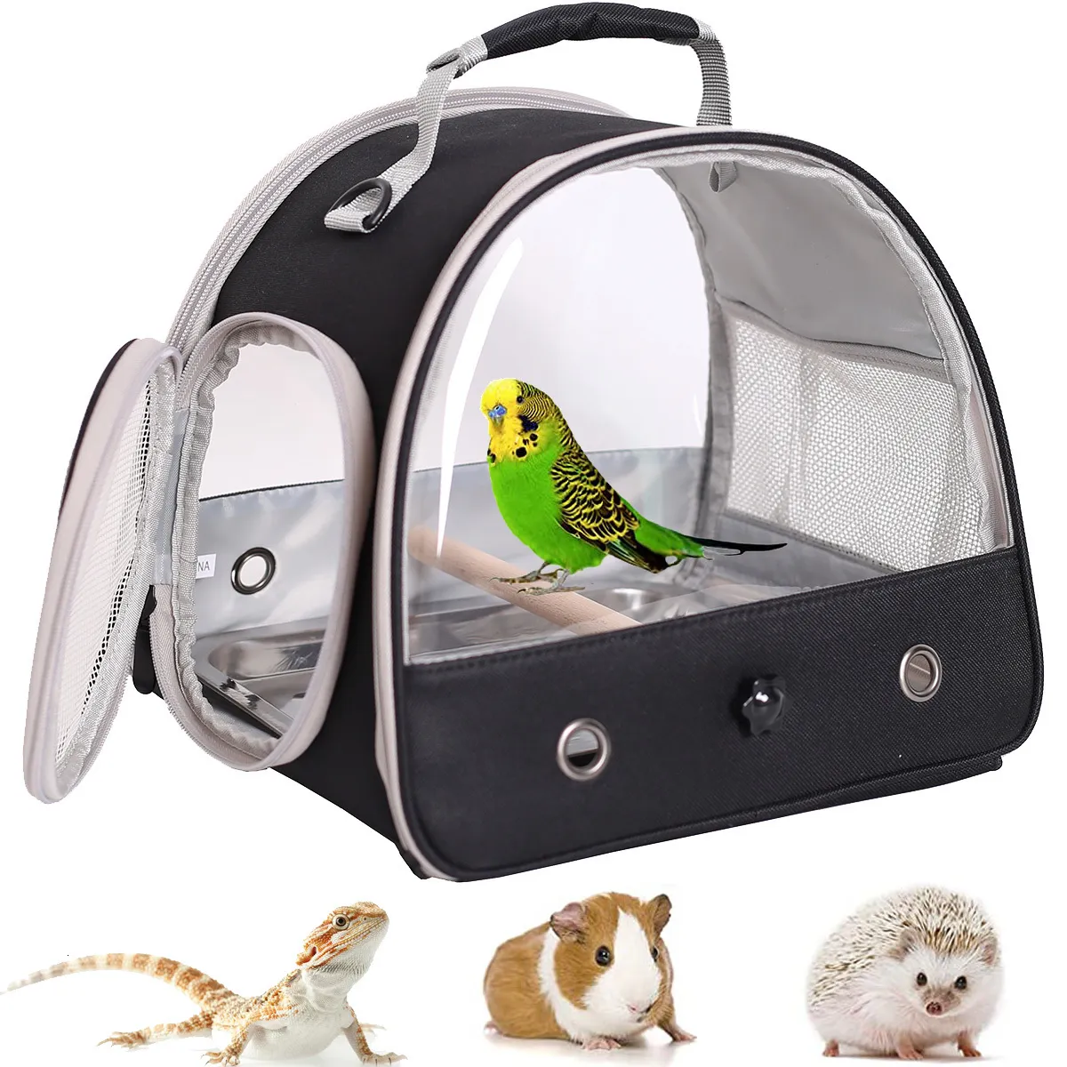 DHgate Portable Clear Parrot Travel Cage Breathable Pet Travel Bag with Access Window Collapsible Outdoor Bird Cage Small Pet Carrier Pet Supplies