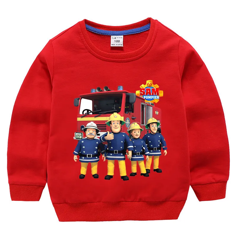 Hoodies Sweatshirts Children's Fireman Sam Sweater Spring and Autumn 100 Cotton Children Clother Boy Carual Cartoon Longsleeved 230729