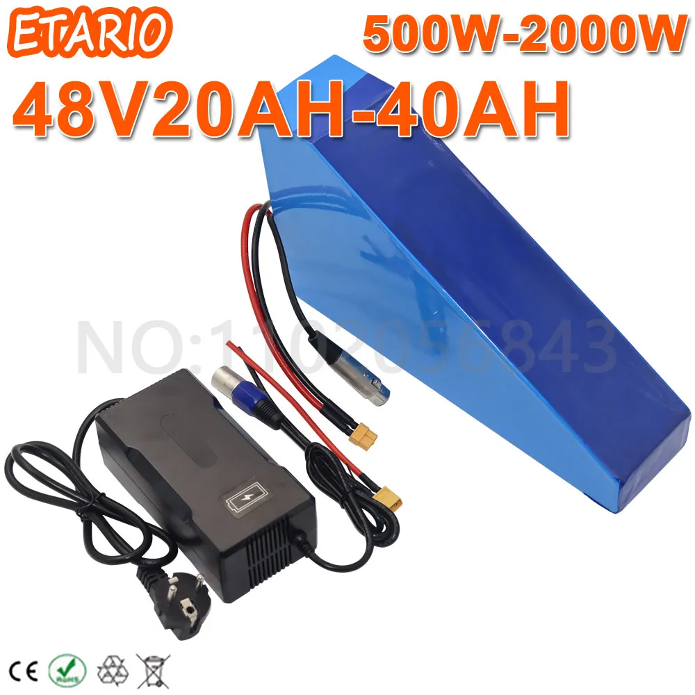 48V Battery Pack 48V 1000W 1500W 2000W E-Bike Battery 48V 18AH 20AH 25AH 30AH 35AH 40AH Electric Bike Triangle Lithium Battery.