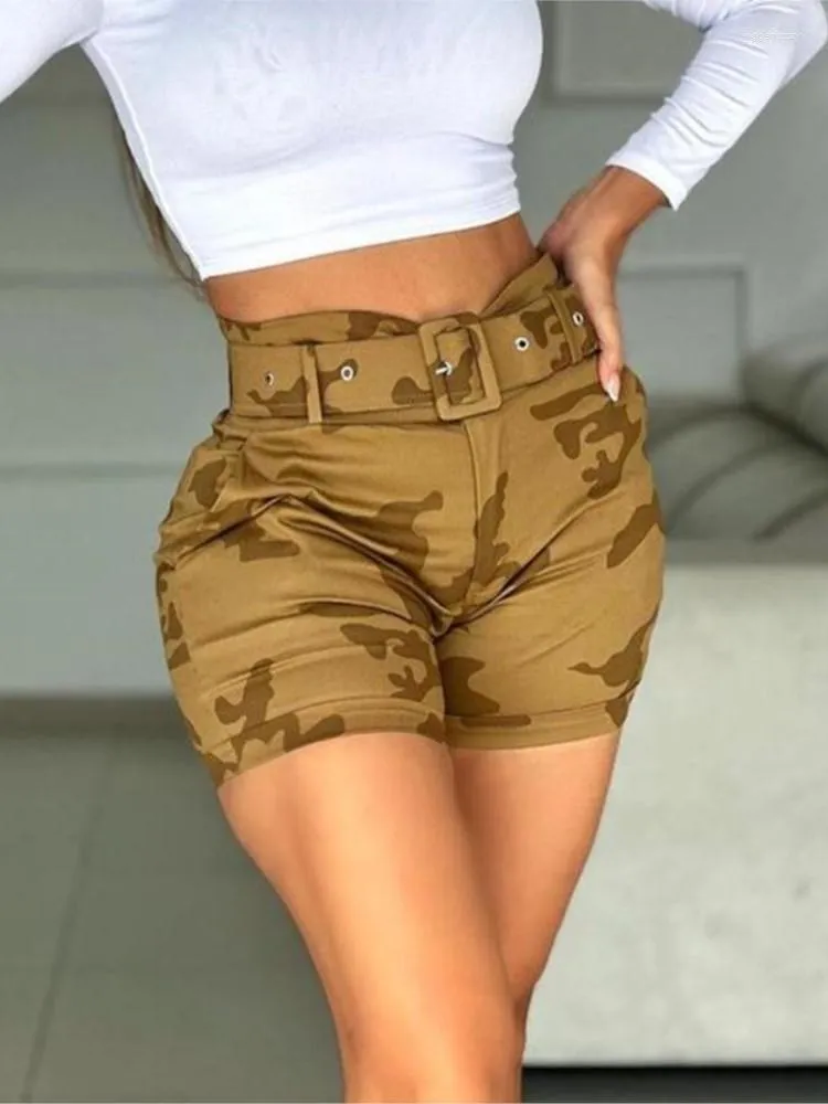 Pantaloncini da donna Stampa mimetica 2023 Summer Fashion Vita alta Casual Bottom Cargo - Con cintura