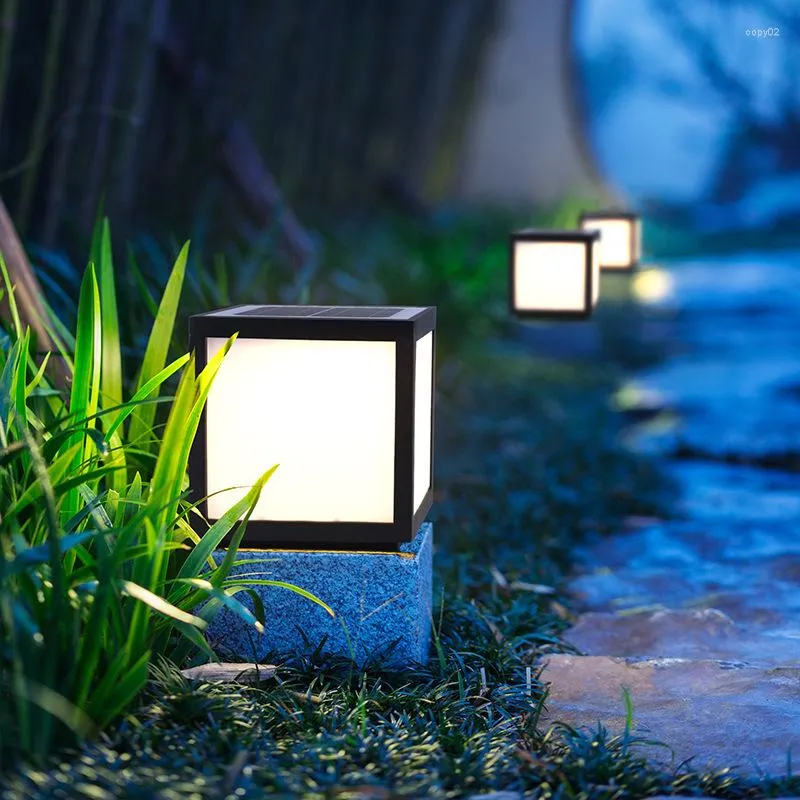 Lampa ścienna Słoneczna Chapiter Brama LED Reflektory Filar drzwi po oświetleniu trawnik kwadrat dekoracja kostki ip65 Ogród na zewnątrz
