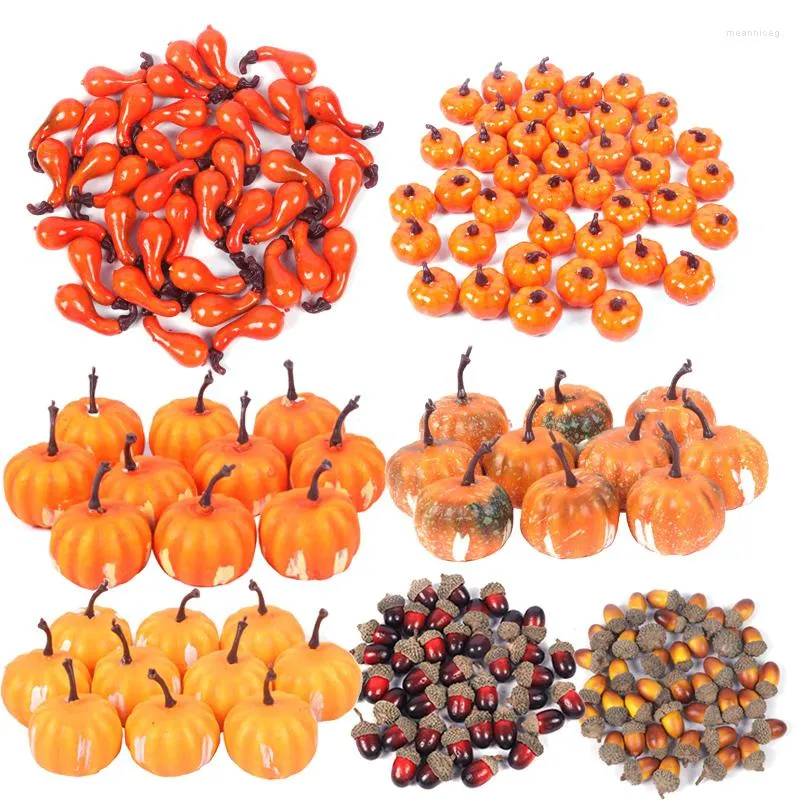 Dekorativa blommor Mini Simulering Artificial Pumpkin Happy Halloween Decoration Prop Fall Harvest Wreath Autumn Wedding Thanksgiving