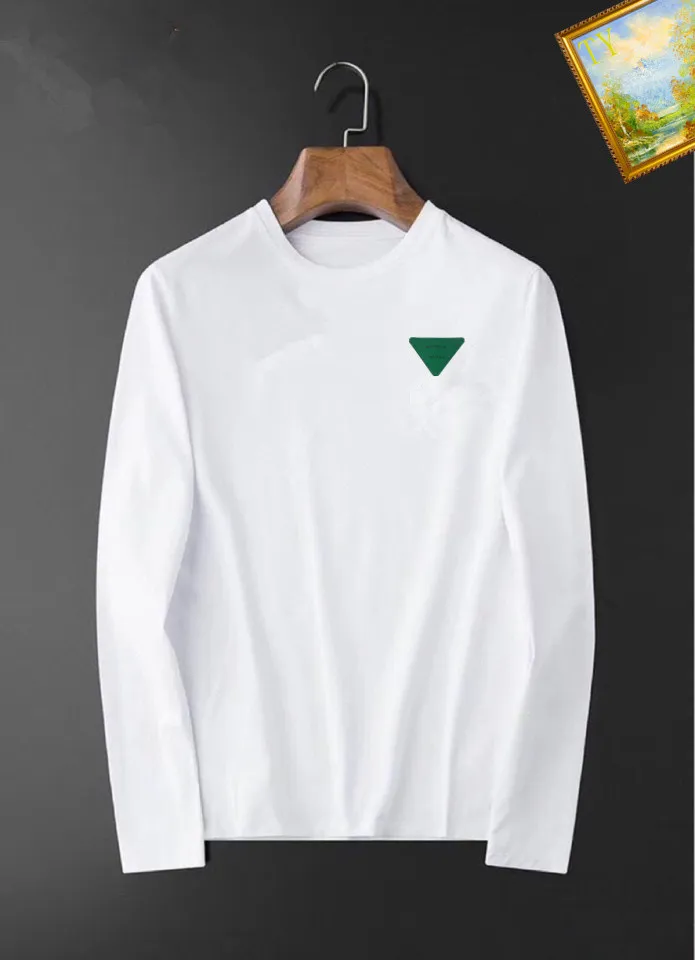 2023 Outono Inverno Camisetas masculinas casuais com estampa geométrica de letras Gola redonda Manga comprida respirável Moda Camisetas masculinas FBL008