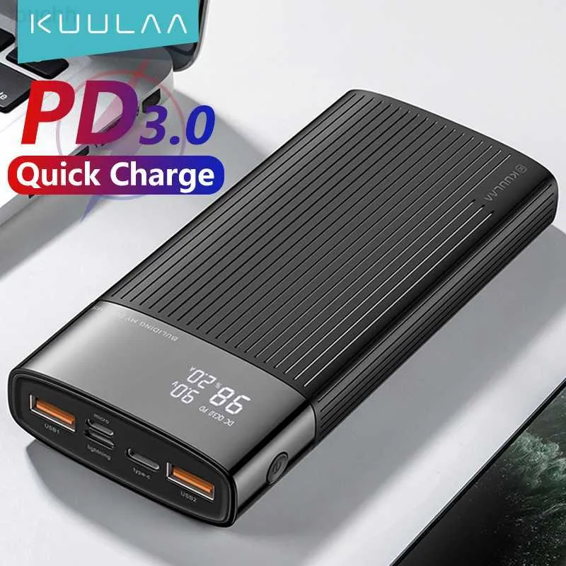 Силовая банка мобильного телефона Kuulaa Power Bank 20000mah QC PD 3.0 Внешняя батарея быстрая зарядка