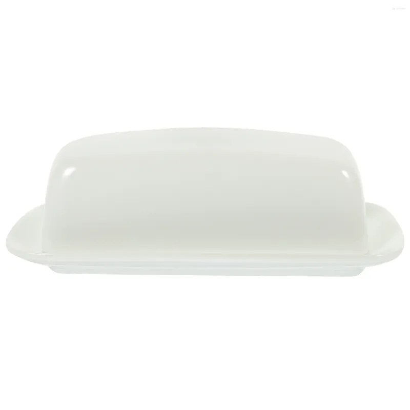 Dinnerware Sets Plate Exquisite Butter Tray Lid Western Style Dish Ceramics Storage Container Holder White Cover