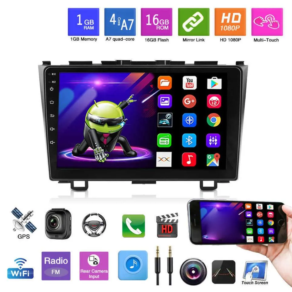 9 pulgadas 2 Din Android 10 1 1GB RAM WIFI BT autorradio coche Radio reproductor Multimedia para Honda CRV CR-V 2006-2011 2din Audio DVD291G