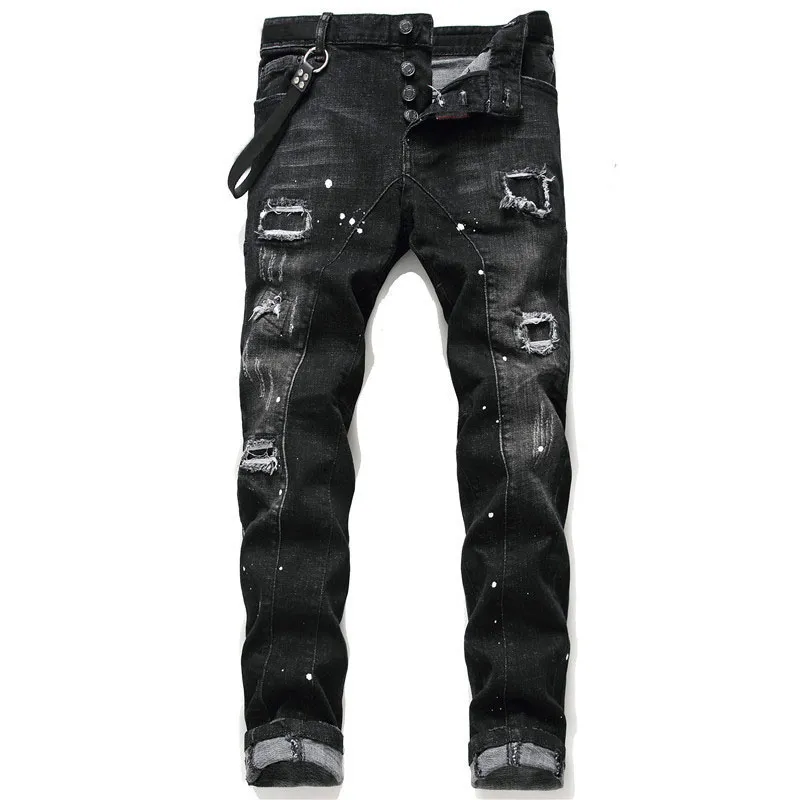 Black and white ripped jeans discount