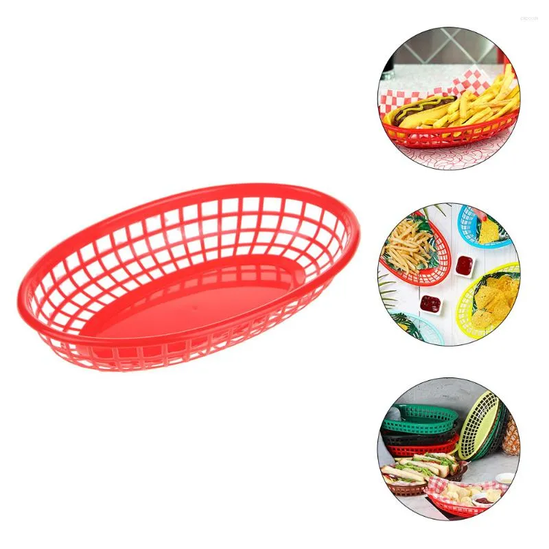 Servis uppsättningar Chips Basket Plastic Plate Burger Lagring Lagring PRIES SERVING TRAY Fruit Popcorn Containers