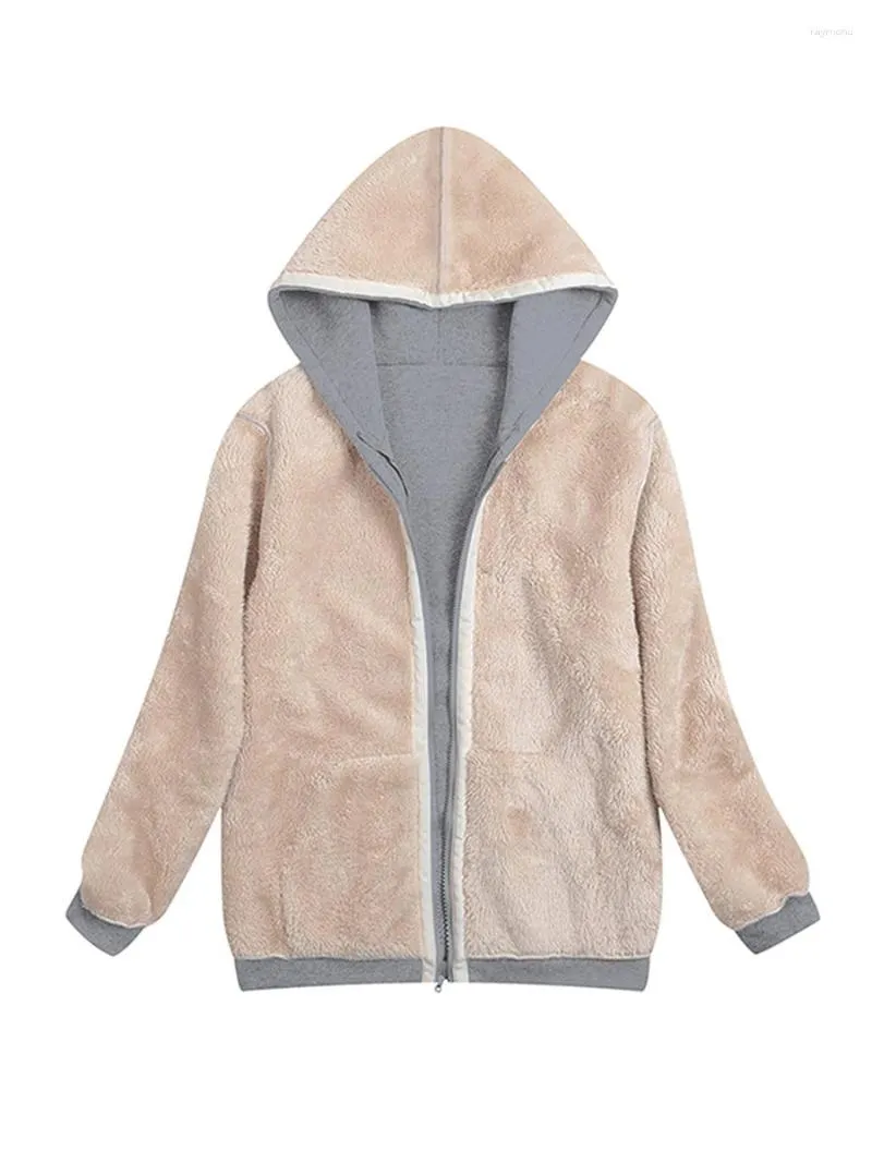 Damen-Kapuzenpullover für Damen, für den Winter, mit Sherpa-Fleece gefütterte Kapuzenjacke – stilvolles, einfarbiges Sweatshirt mit Reißverschluss, langen Ärmeln und dicker Oberbekleidung