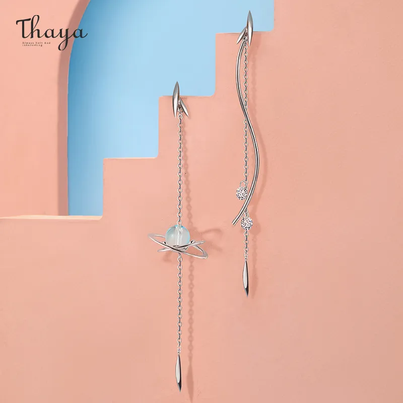 Stud Thaya 100 Real Solid 925 Sterling Silver Willow Ear Drop Dangle Cryst Boucles D'oreilles Charmes Pour Femmes Mode Cadeau Fine Jewelry 230729