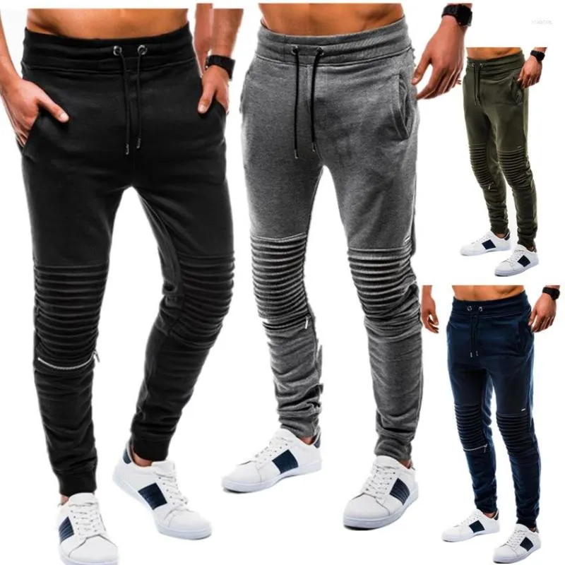 Erkekler Kot 2023 Tozluk Moda Sıradan Spor Çizgili Pileli Pantolon Mevcut