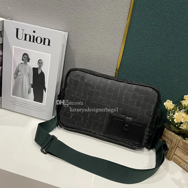Fashion Designer Bag Mens Mini Portable Messenger Bag Vintage Leather Shoulder Bag Classic Black flower crossbody Bag #40364