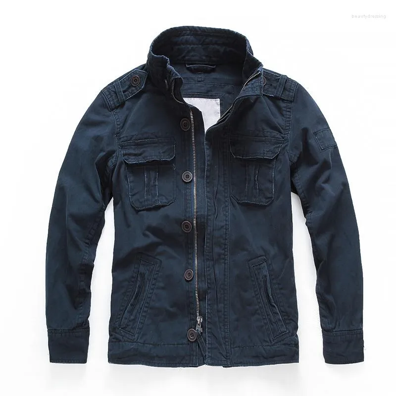 Chaquetas de hombre Algodón Denim Casual Cargo Bomber Jacket Hombres Retro Militar Hombres Camuflaje Abrigo Multi bolsillos Prendas de abrigo