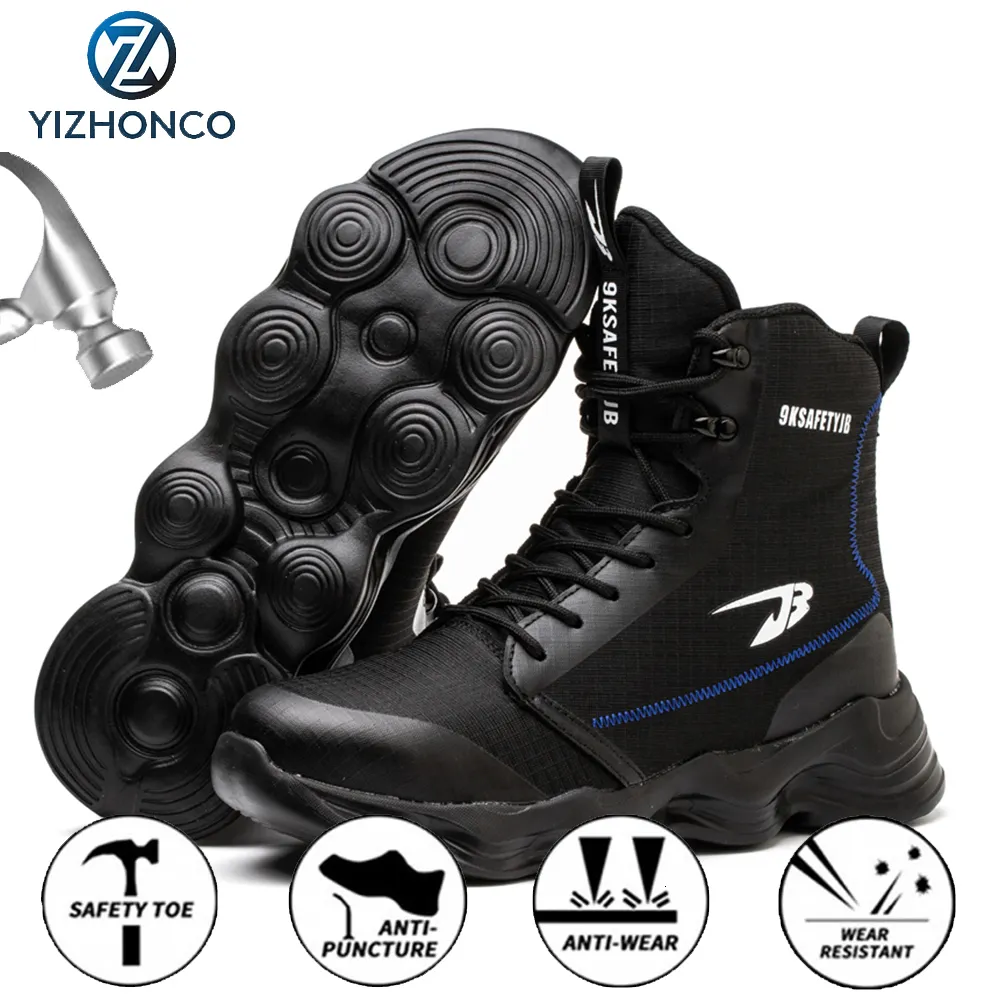 Safety Shoes Autumn Work Safety Safty Boots Steel Toe Shoe Men Protective Shoes Anti-smashing Security Boots Black Safety Shoes YIZHONCO 230729