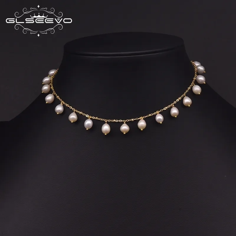 Strengen Strings GLSEEVO Natuurlijke Zoetwater Parel Choker Ketting Voor Vrouwen Handgemaakte Minimalisme Luxe Fijne Sieraden Huwelijkscadeau GN0226 230729