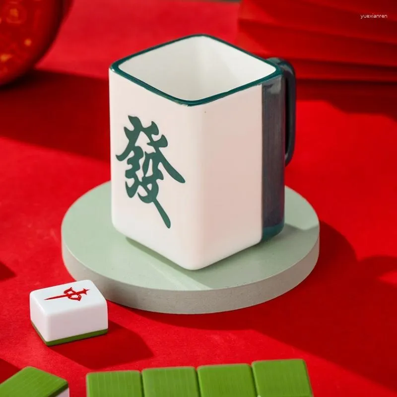 Kopjes Schotels Mahjong Vormige Keramische Mok Gepersonaliseerde Creatieve Kop Retro Chinees Drinken