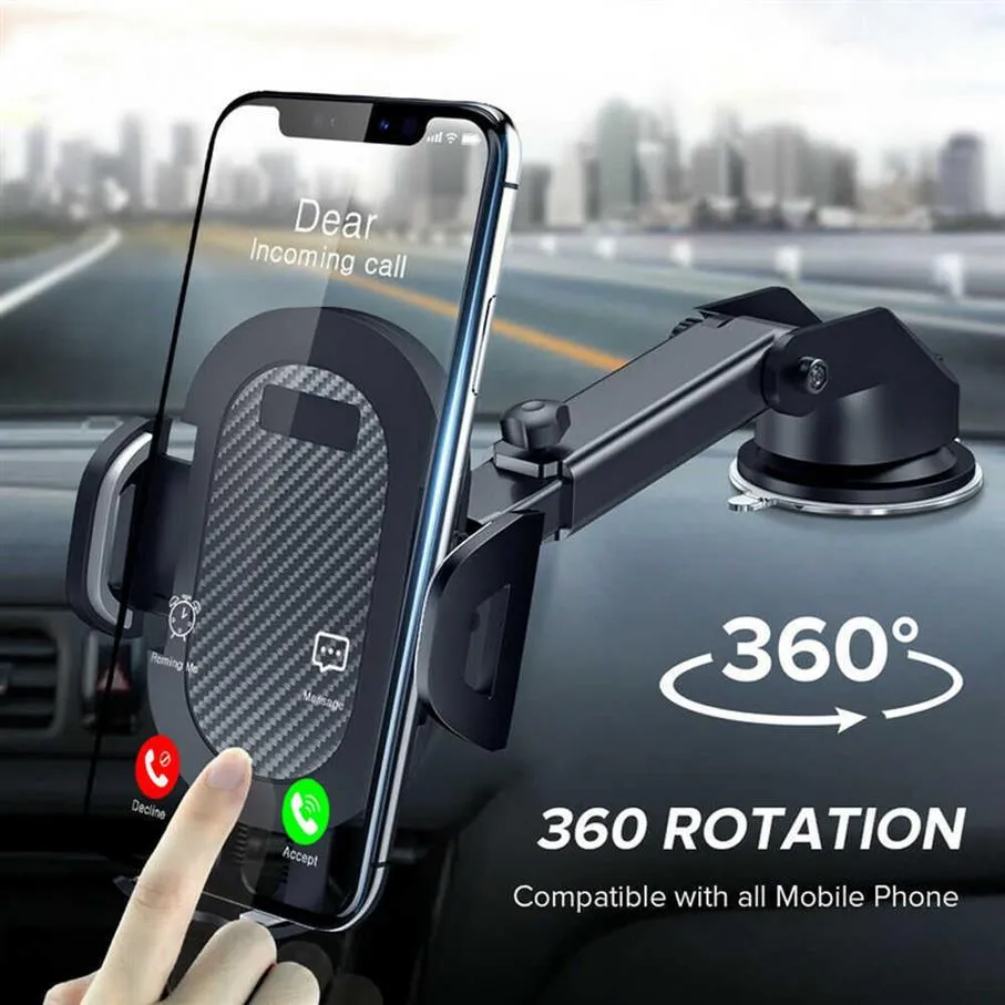 Sucker Car Phone Holder Mount Stand GPS Telefon Mobilcellstöd för iPhone 12 11 Pro Max X 7 8 Plus Xiaomi Redmi Huawei289g