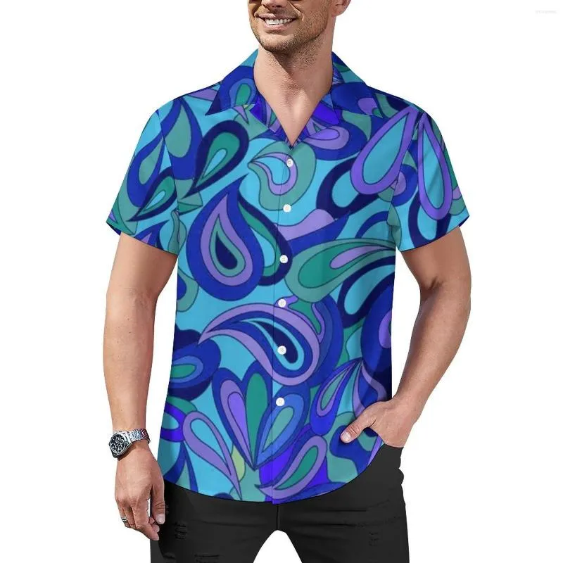 Camicie casual da uomo Hippie Beach Shirt Blue Tears Stampa Summer Men Camicette retrò Manica corta Abbigliamento personalizzato Big Size 4XL