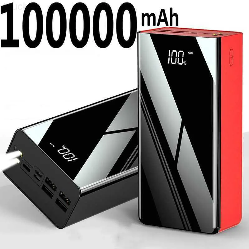 Mobiltelefon Power Banks Power Bank 100000mAh 80000MAH Portable Charger PowerBank Mobiltelefon Externt batteri Fast Charging Poverbank för Xiaomi iPhone L230728