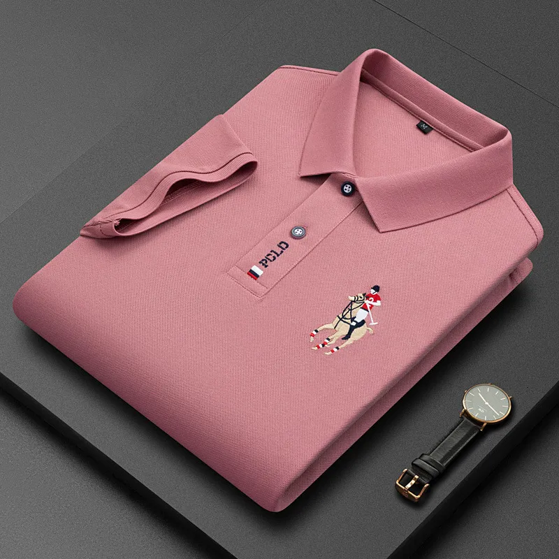 Mens Polos Summer Breathable Jacket Luxury Cotton Embroidered Business Short Sleeve POLO Shirt Solid Color Lapel Men Casual 230729