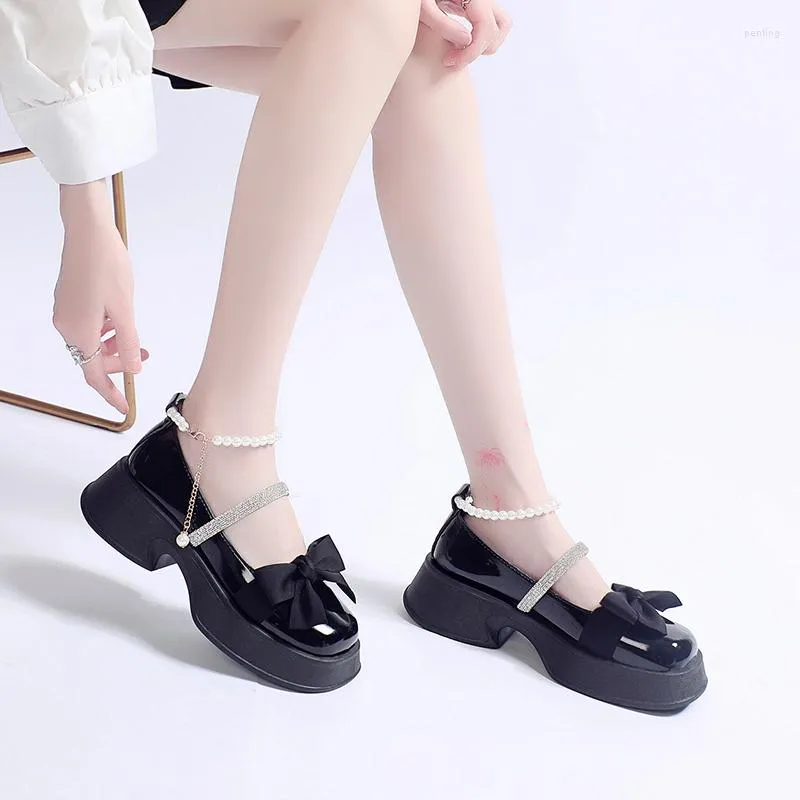 Dress Shoes LINJW Women's Platform Chunky Heel Round Toe Mary Jane Ladies Solid Color PU Leather Japanese Style Lolita Cosplay