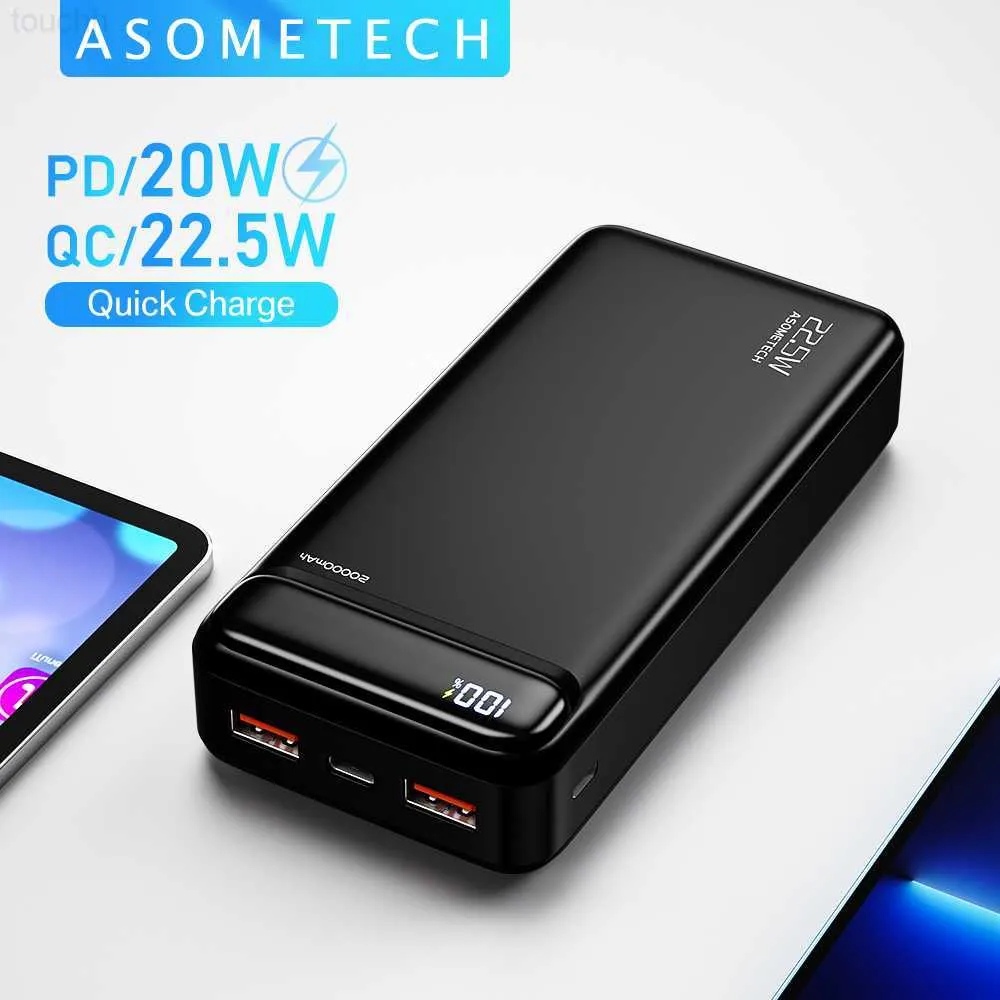 Mobiltelefon Power Banks Power Bank 20000Mah Portable Charger Externt batteri QC PD 3.0 Fast Charging PowerBank 20000 MAH för iPhone 13 Xiaomi Samsung L230728