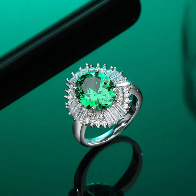 S925 Srebro Inkrustowani Diamentowe Diamentowe Olśniewający turkusowy pierścionek Fashion Akcesoria dla producenta biżuterii Hurt