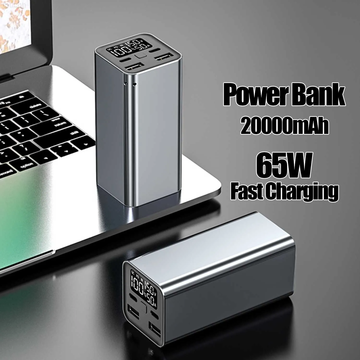 20000mah Banco de energía solar impermeable de carga rápida linterna de batería  externa Cargador de teléfono portátil al aire libre para Xiaomi Iphone