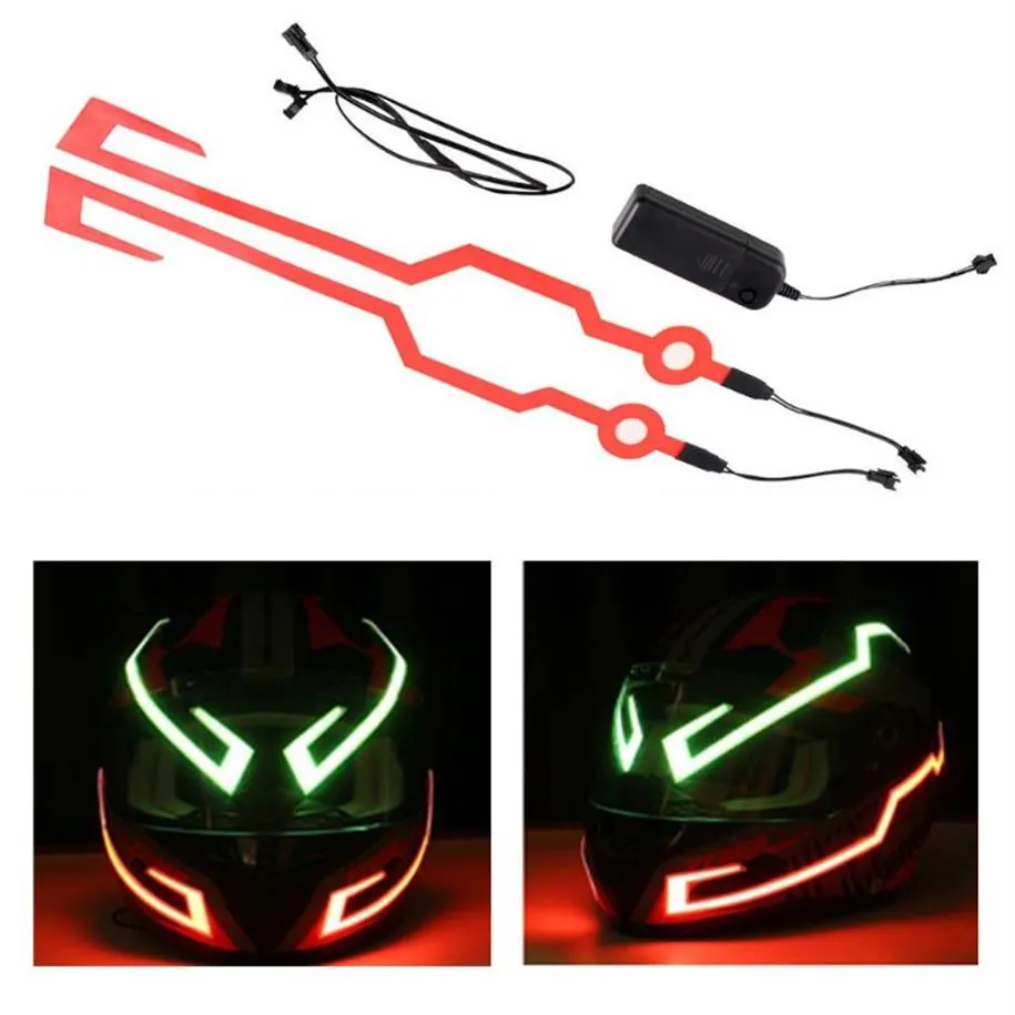 2 pièces casque étanche moto lumière équitation Signal EL bande clignotant LED Durable Kit barre 3 Modes Scooter Helmet2609