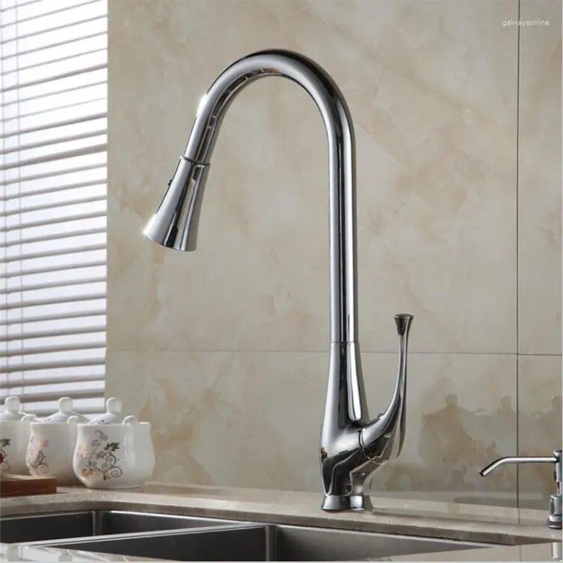 Kökskranar Oljebubblad borstad nickel krom Dra ner bassängen kran Partihandel Ankomst Solid mässing Swivel Out Sink Mixer