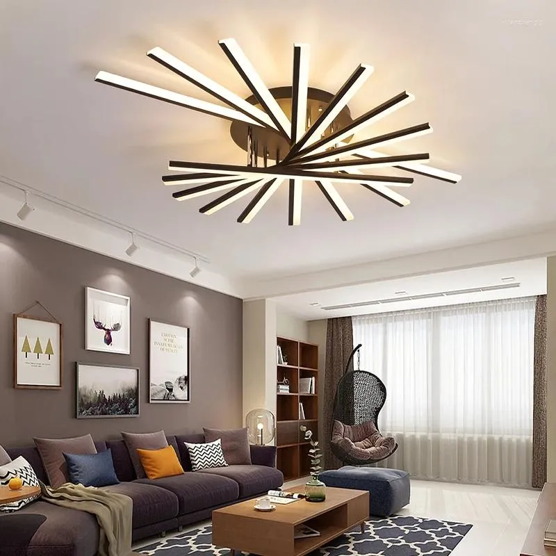 Kroonluchters Moderne Dimbare LED Kroonluchter Binnenverlichting Goud/Zwart/Wit Glans Hanglamp Voor Studeren Wonen Slaapkamer Deco Lichtpunt