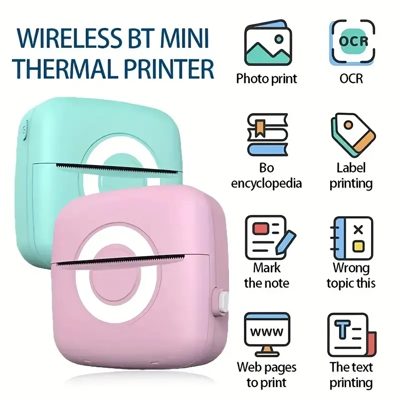 Portable Instant Photo Printer: Skriv ut svarta vita foton direkt från dina Android iOS -enheter - kompatibla med iPhone, Samsung BT!