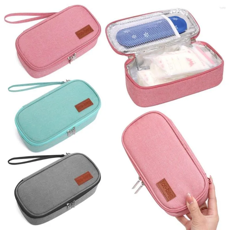 Cosmetic Bags Oxford Thermal Insulated Diabetic Pocket Cooling Bag Without Gel Protector Medicla Cooler Freezer For