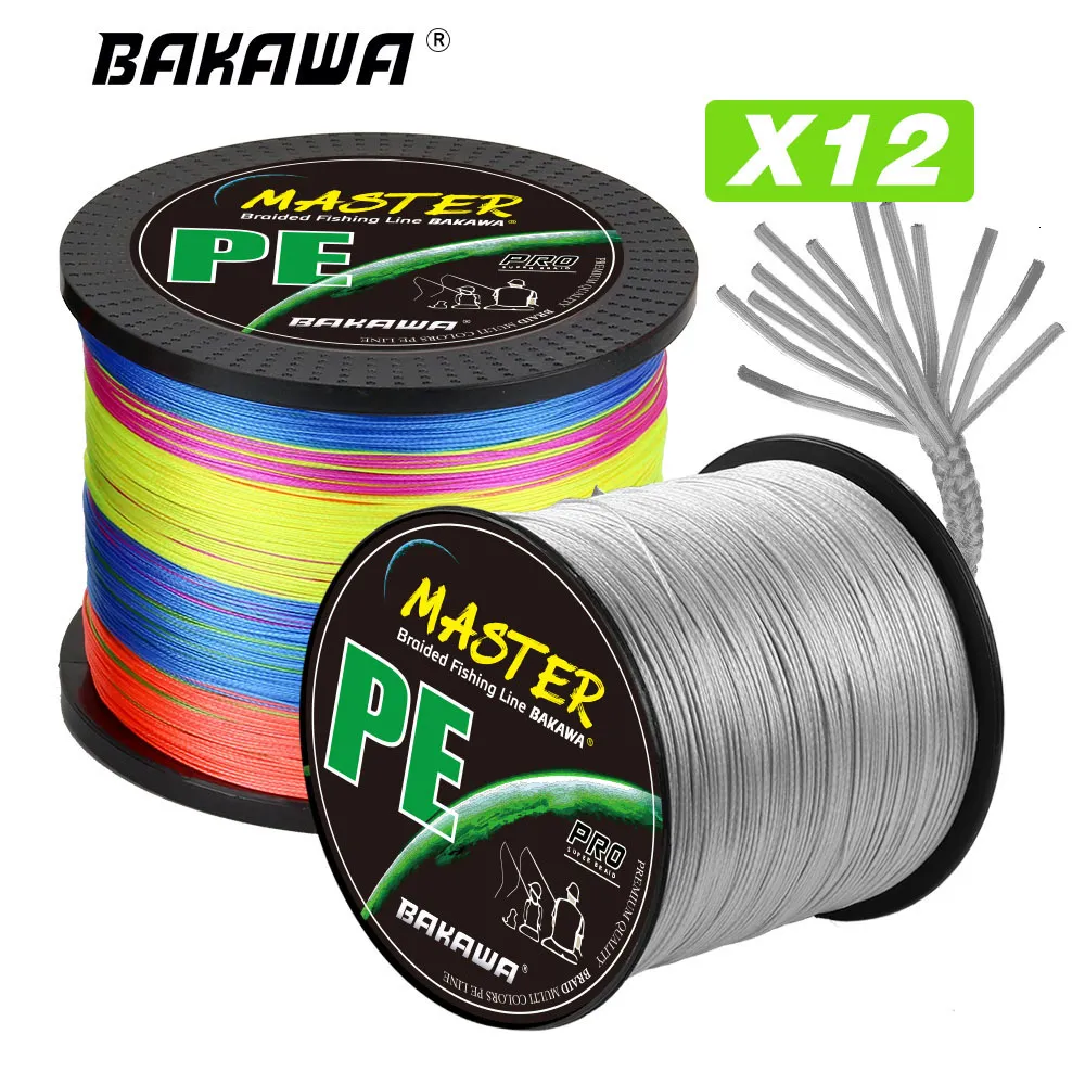 Braid Line BAKAWA 12 Strands Fishing 300100M500M1000M Braided PE Strong Wire Multifilament Durable Sea Saltwater Japa Tool 230729