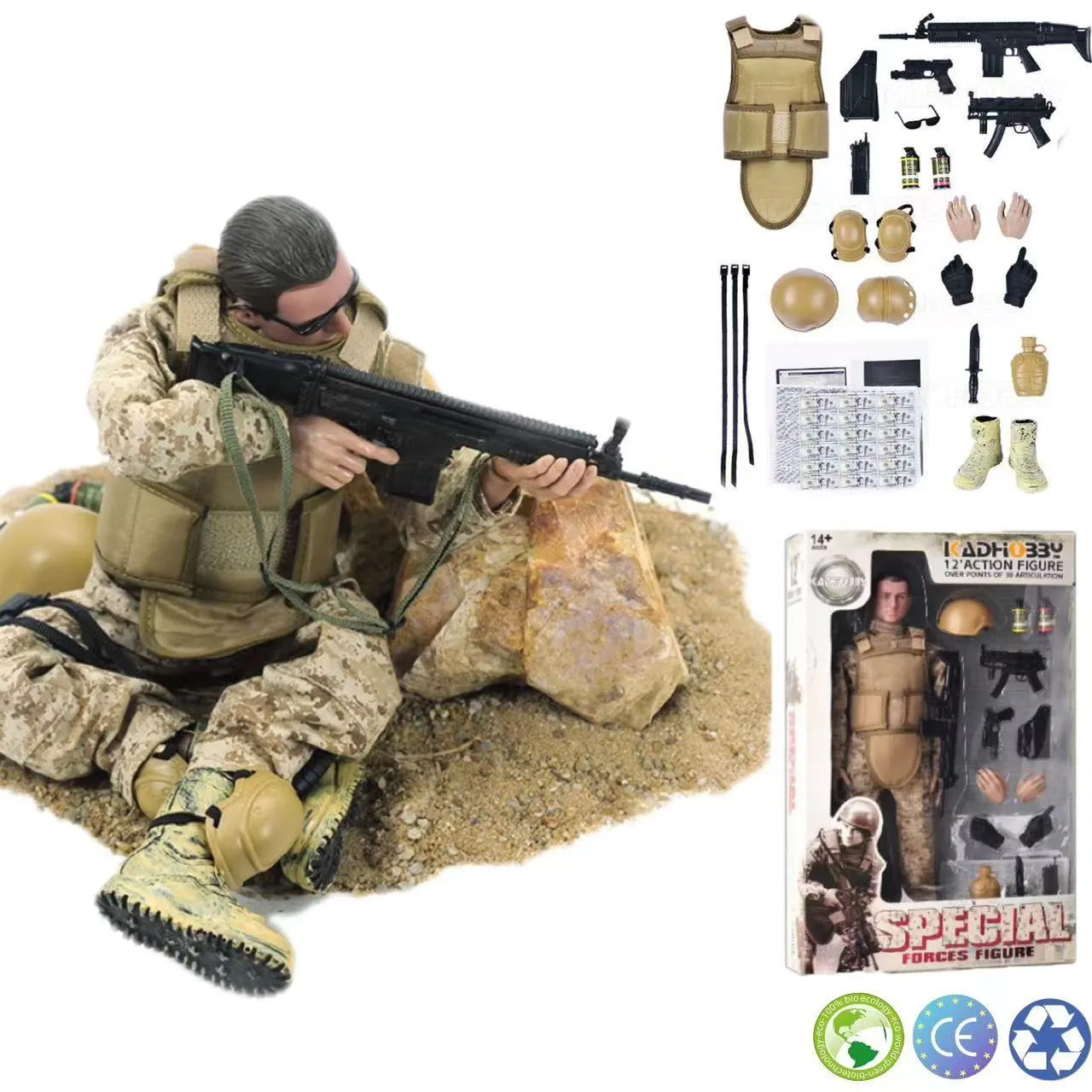 Military Figures 12''Navy Seals American Military Soldiers Special Forces Army Man Action Figures Play Set-Digital Desert Camouflage 230729