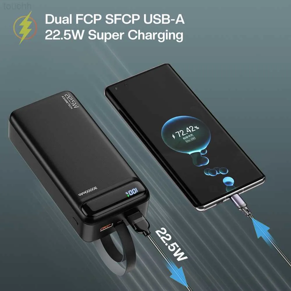 Power Bank, 22.5W Fast Charge Powerbank 10000mAh, Ultra Sottile Caricatore  Portatile PD3.0 QC3.0 (USB C Input&Output) LED Display, Caricabatterie
