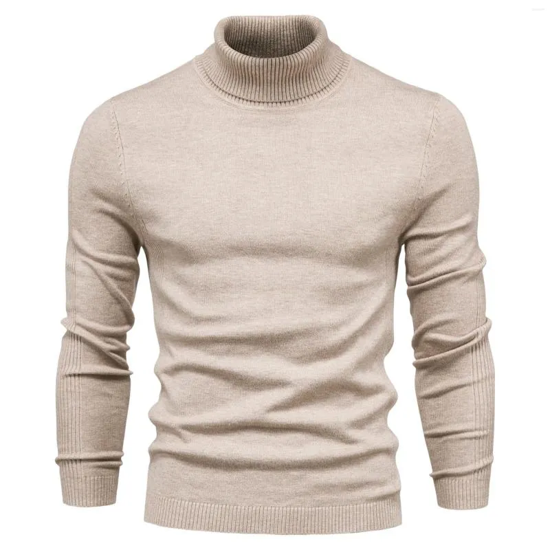 wholesale Pulls pour hommes 2023 hiver col roulé épais hommes décontracté col roulé couleur unie qualité chaud mince pull hommes