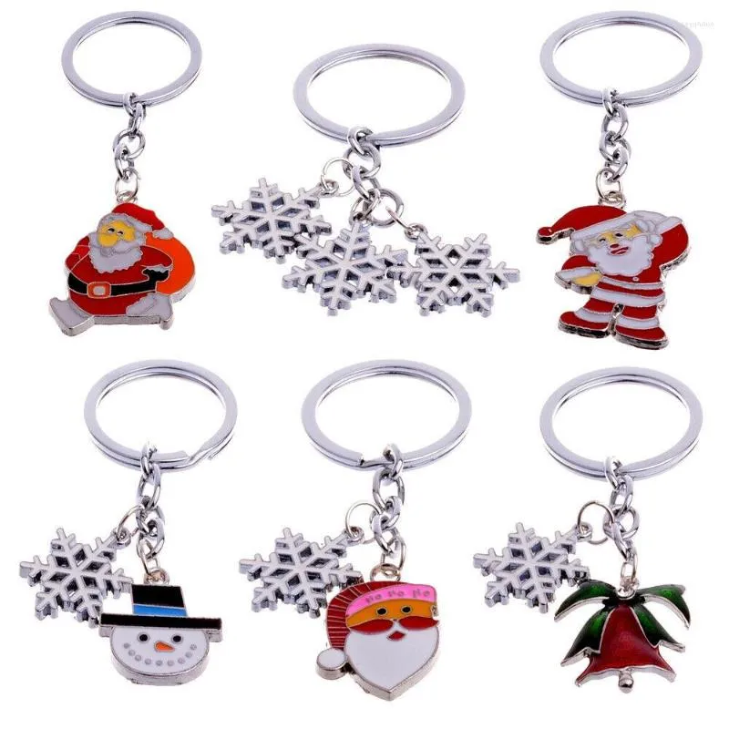 Keychains nyckelkedja ring jul Santa Snowflake Pendant Keyring Keychain Xmas presenter