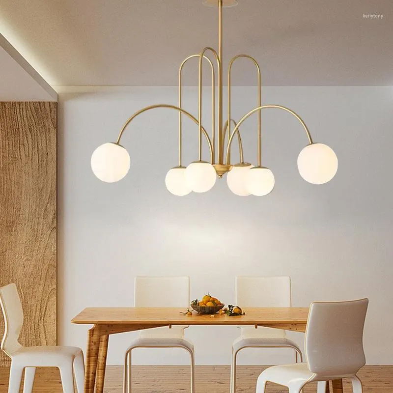 Lampadari Lampadario a soffitto con sfera di vetro lattiginoso nordico Fagioli magici Illuminazione a LED per isola cucina Tavolo da pranzo Living Bar Decorazioni per interni