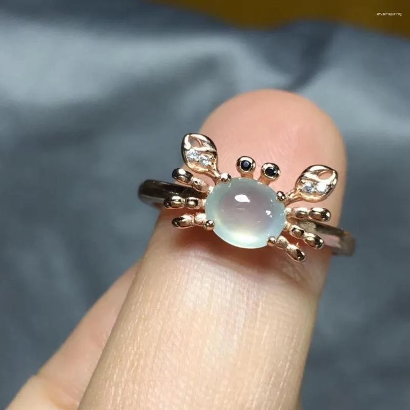 Eheringe Niedliche Tierkrabbe Für Frauen Naturstein Opal Ring Verstellbarer Freundschaftsschmuck Geschenk Bague