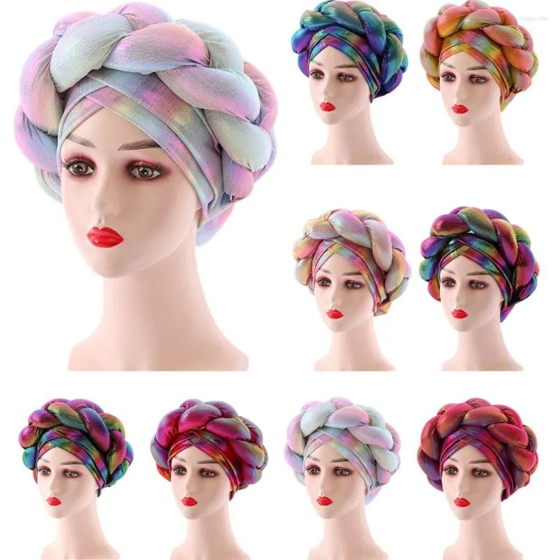 Ethnic Clothing Lastest Braid Turban Head Wrap African Muslim Women Chemo Cap Hijab Bonnet Hat Auto Gele Headtie Hair Loss Femme Headscarf