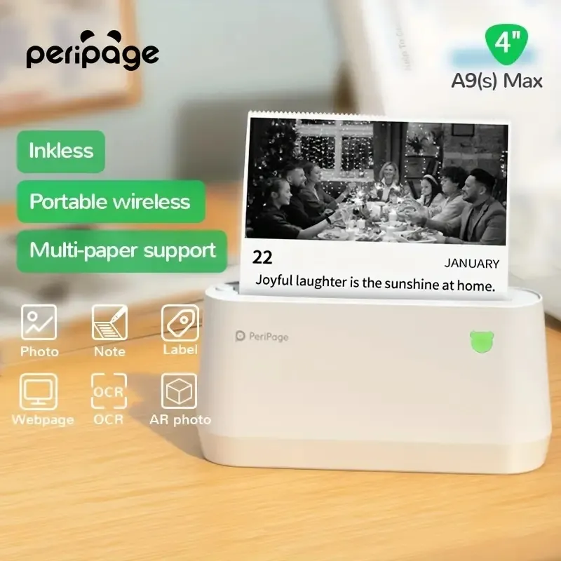 Peripage A9 Max: Tragbarer Mini-Taschenfotodrucker mit kabellosem Bluetooth, Android IOS-kompatibel für 2''/3''/4'' Papierbreite – perfekt für das Schulbüro!