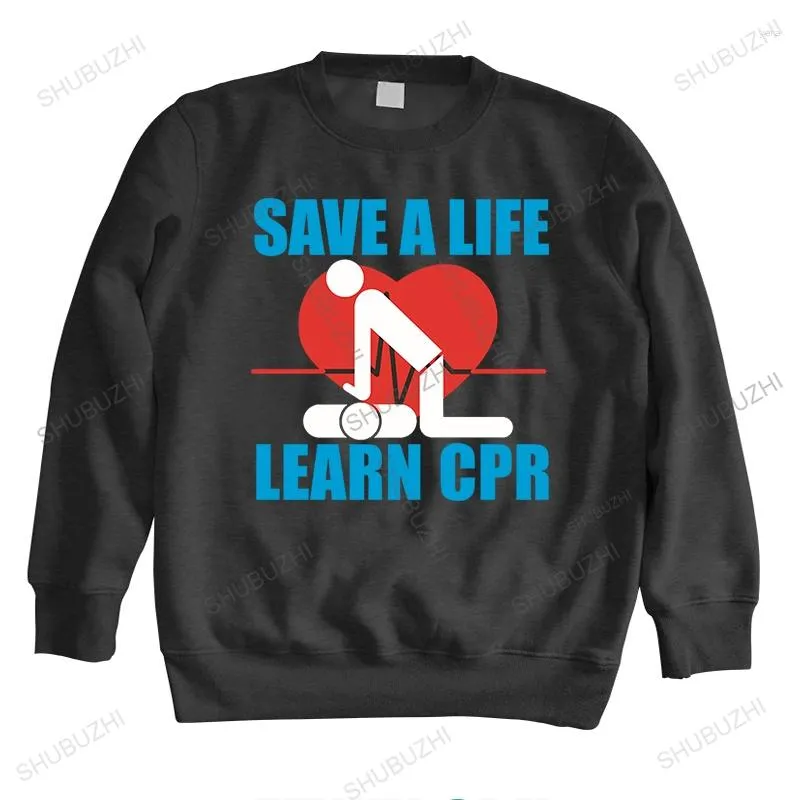 Men's Hoodies Arrived Man Sweatshirt Autumn Teenager Casual SAVE A LIFE LEARN CPR Male Brand Crew Neck Cotton Hoodie Bigger Size