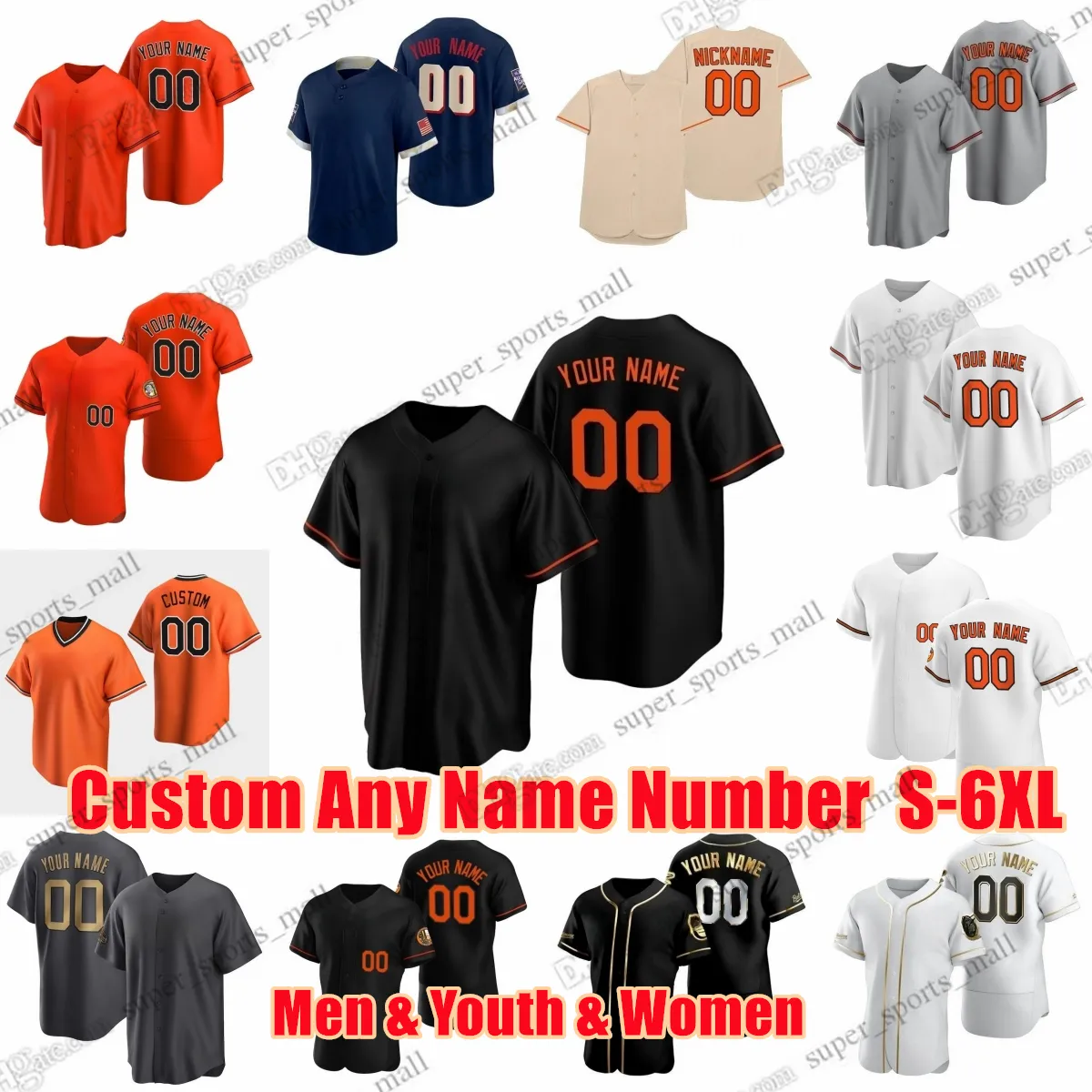 Mujeres camisetas de béisbol 2023 City Connect Cedric Mullins Kyle Bradish Yennier Cano Danny Coulombe Adam Frazier Kyle Gibson Austin Hays Gunnar Henderson Dean Kremer