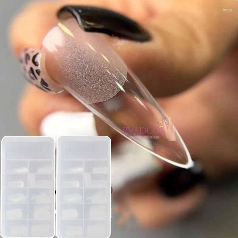 Unghie finte Semi glassate Full Cover Punte per unghie a stiletto quadrate lunghe Pressa in acrilico artificiale sulla fornitura