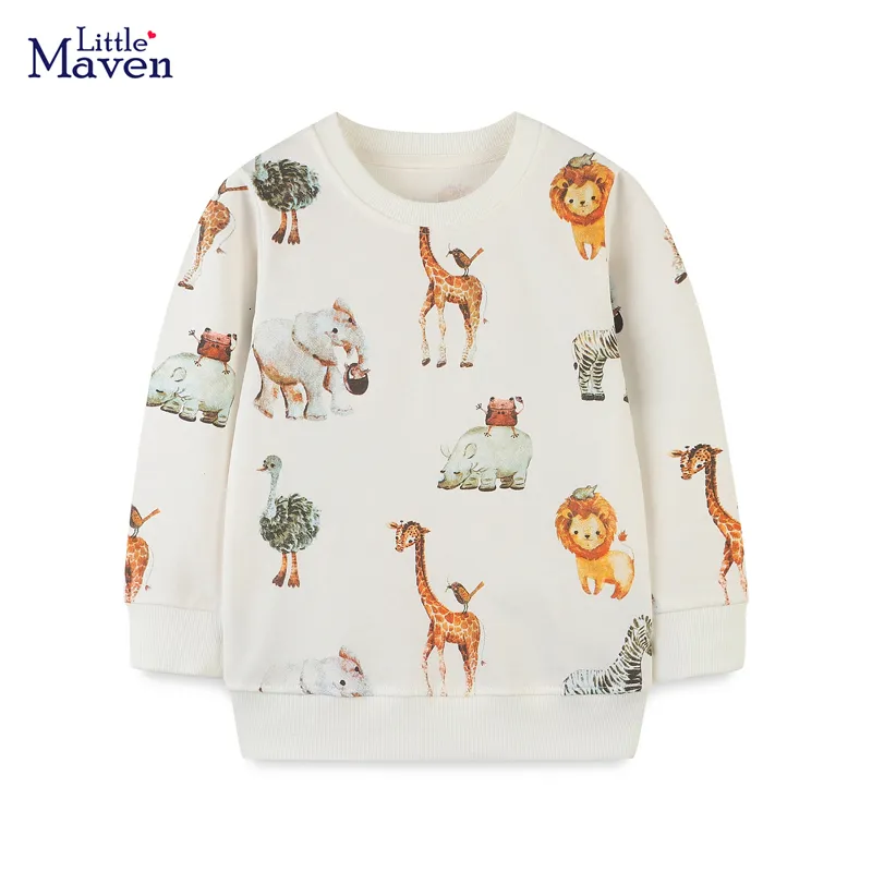 Hoodies Sweatshirts Little maven Boys Animal Giraffe Elephant Pattern Children Long Sleeve Autumn Kids Clothing 230729