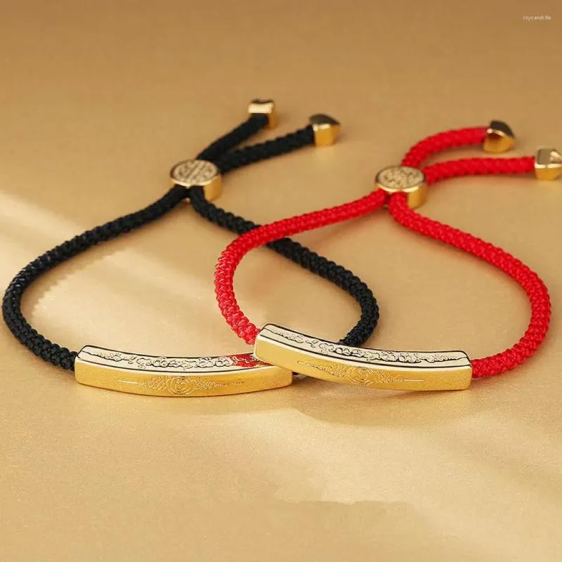 Bracelets porte-bonheur à la mode tressé rouge corde Couple Bracelet hommes bijoux chance ethnique doré bouddha écritures femmes anniversaire amant cadeau