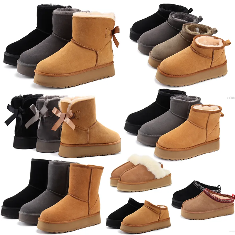 Designer SS Fluffy Bottes de neige Sly Mini Femmes Hiver Australie Plate-forme Ug Boot Fourrure Pantoufle Cheville Laine Chaussures En Peau De Mouton En Cuir Véritable