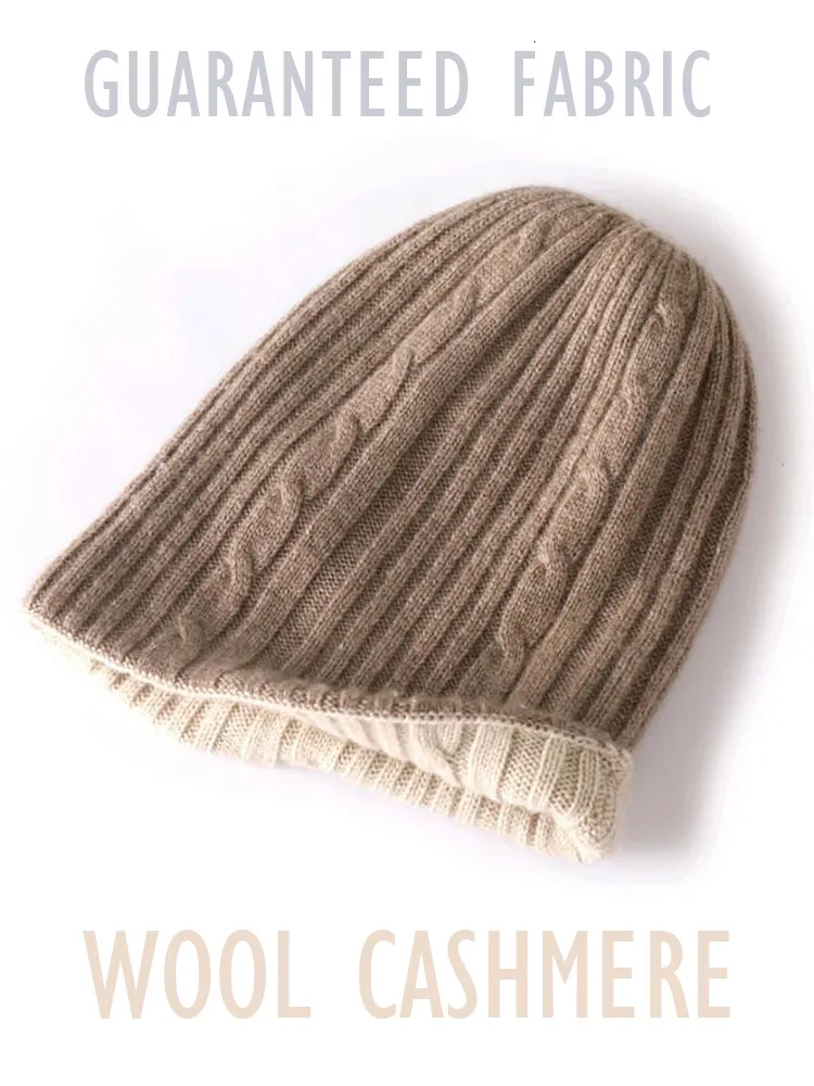 Beanie Skull Caps Sale Cashmere Fashion Double Layer Cable Knit Reversible Unisex Beanies Wool Blend Bonnet Warm Hat Cozy Outdoor Casual 230729