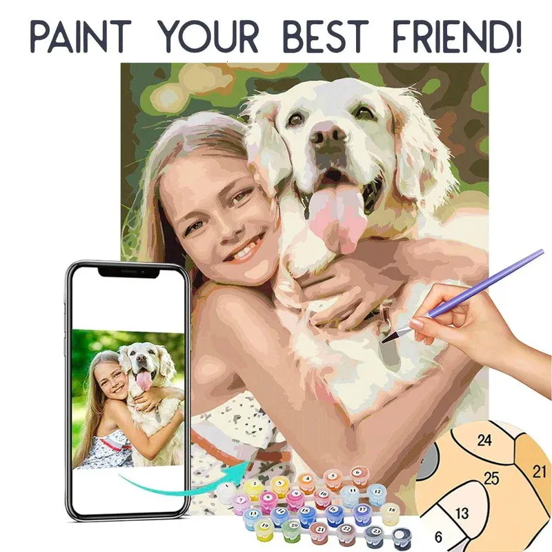 Paintings Custom Paint by Numbers Drop VIP DIY Kit Oil Portrait From Po on Canvas 230729